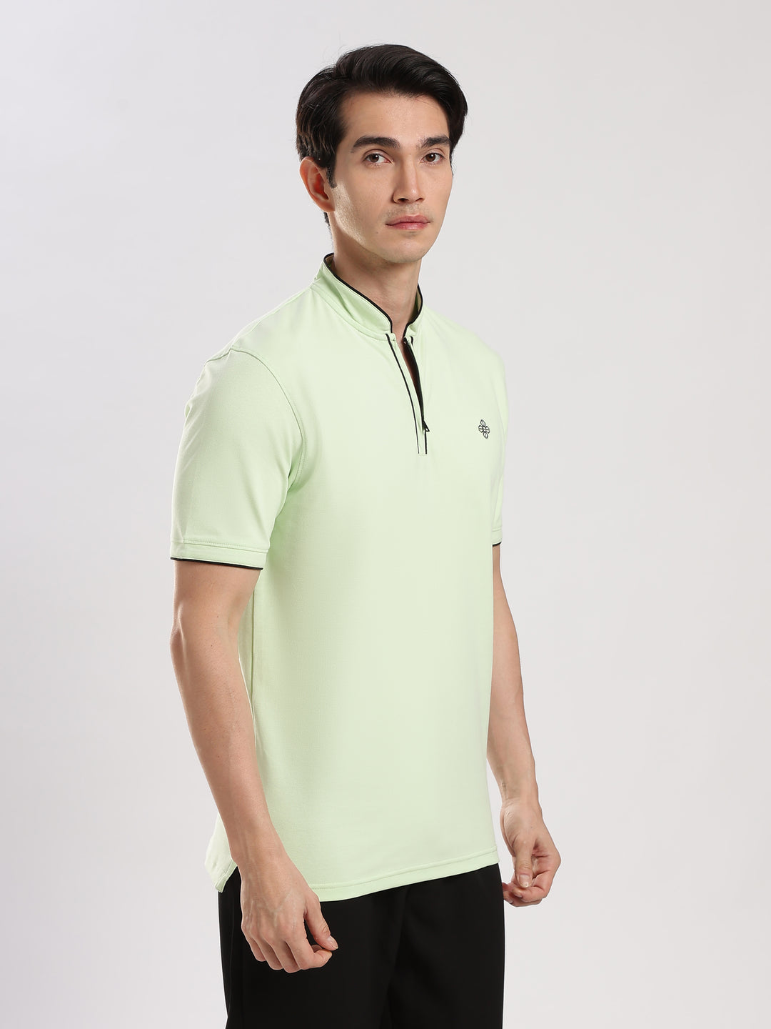Pastel Green  Solid  Polo T-Shirt
