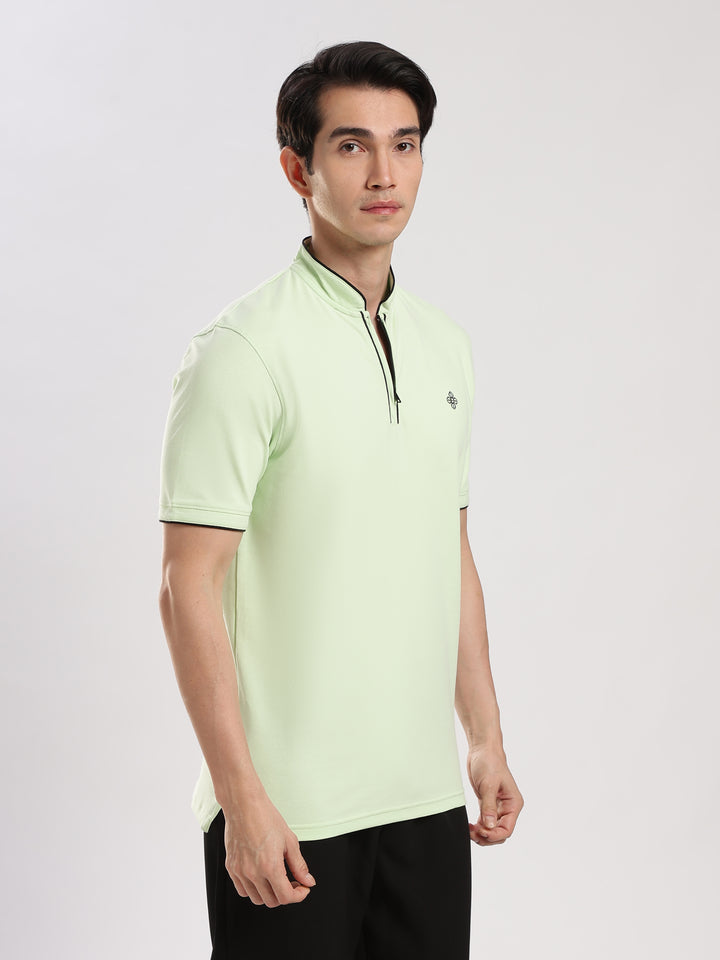 Pastel Green  Solid  Polo T-Shirt