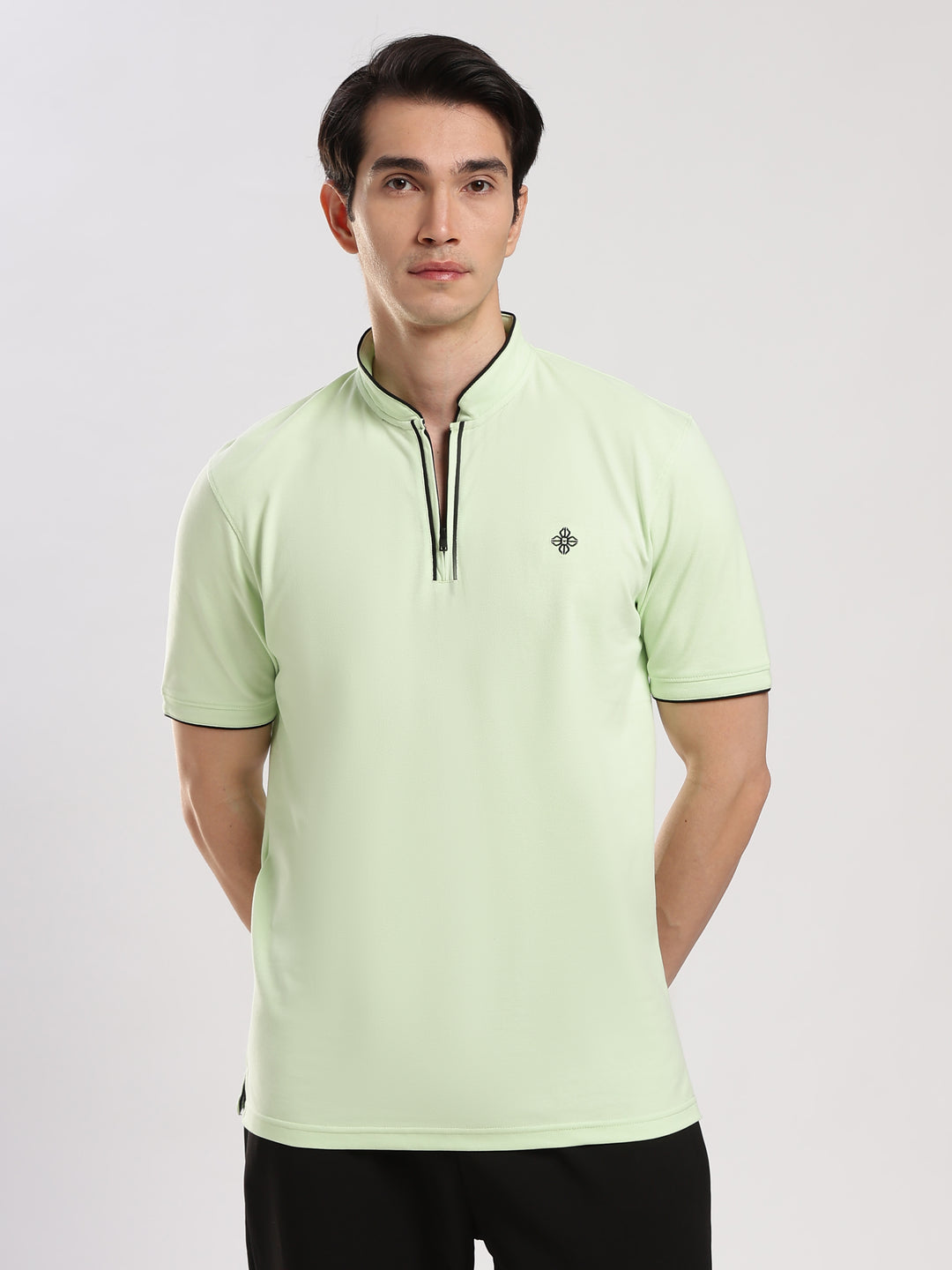Pastel Green  Solid  Polo T-Shirt