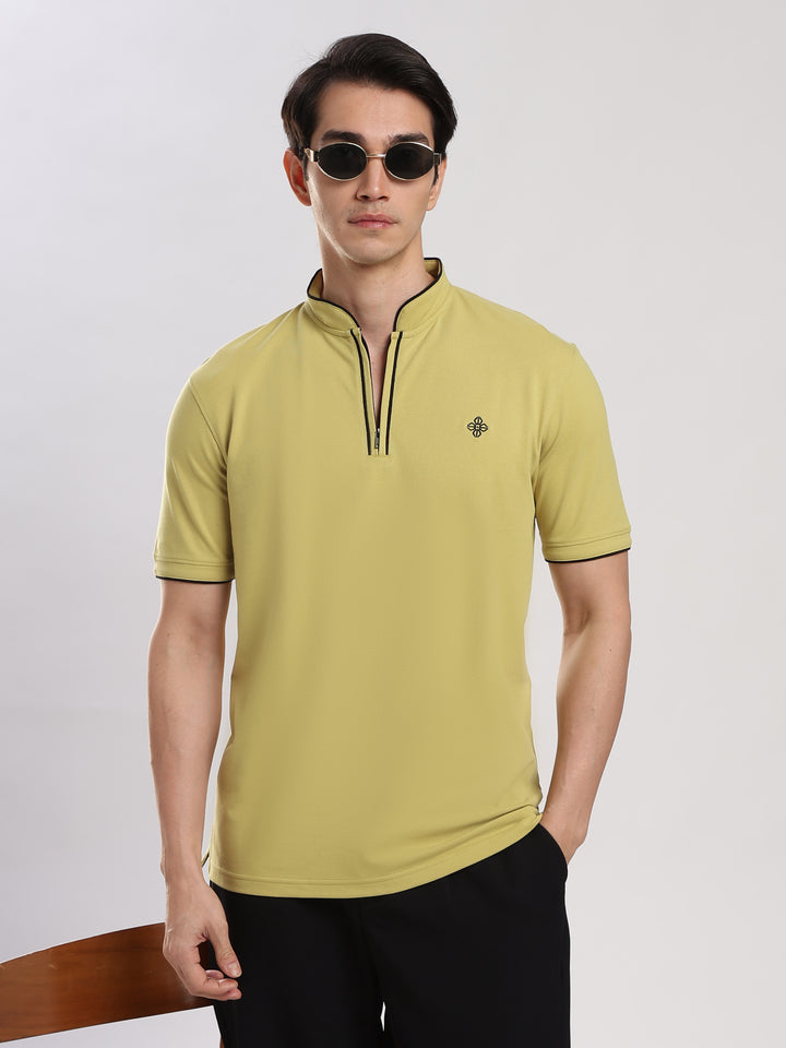 Green  Solid  Polo T-Shirt