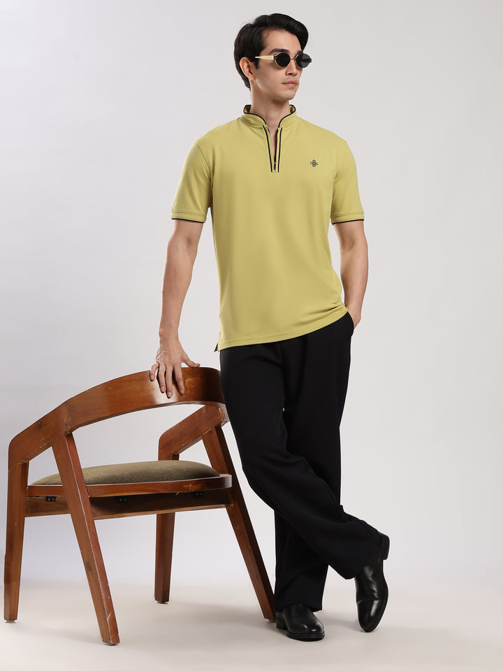 Green  Solid  Polo T-Shirt