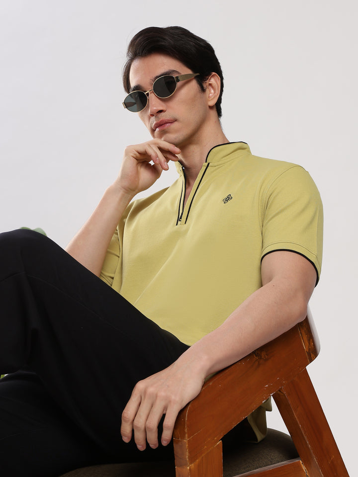 Green  Solid  Polo T-Shirt