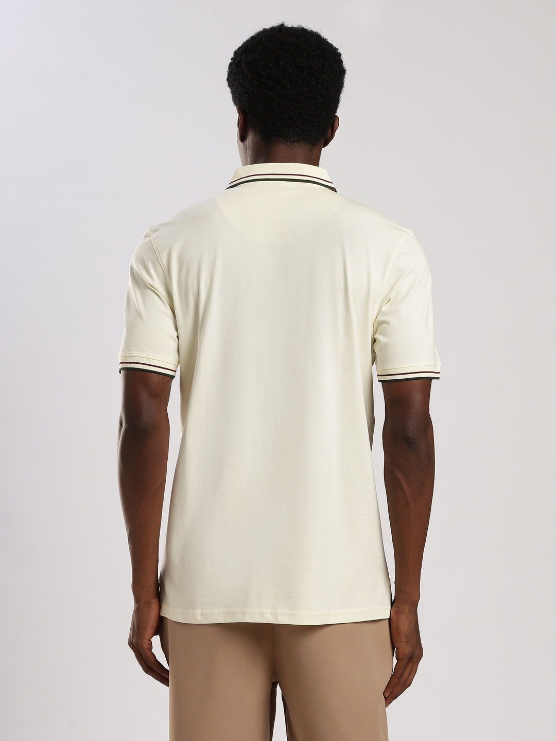 Offwhite Solid  Half Sleeve Polo T-Shirt