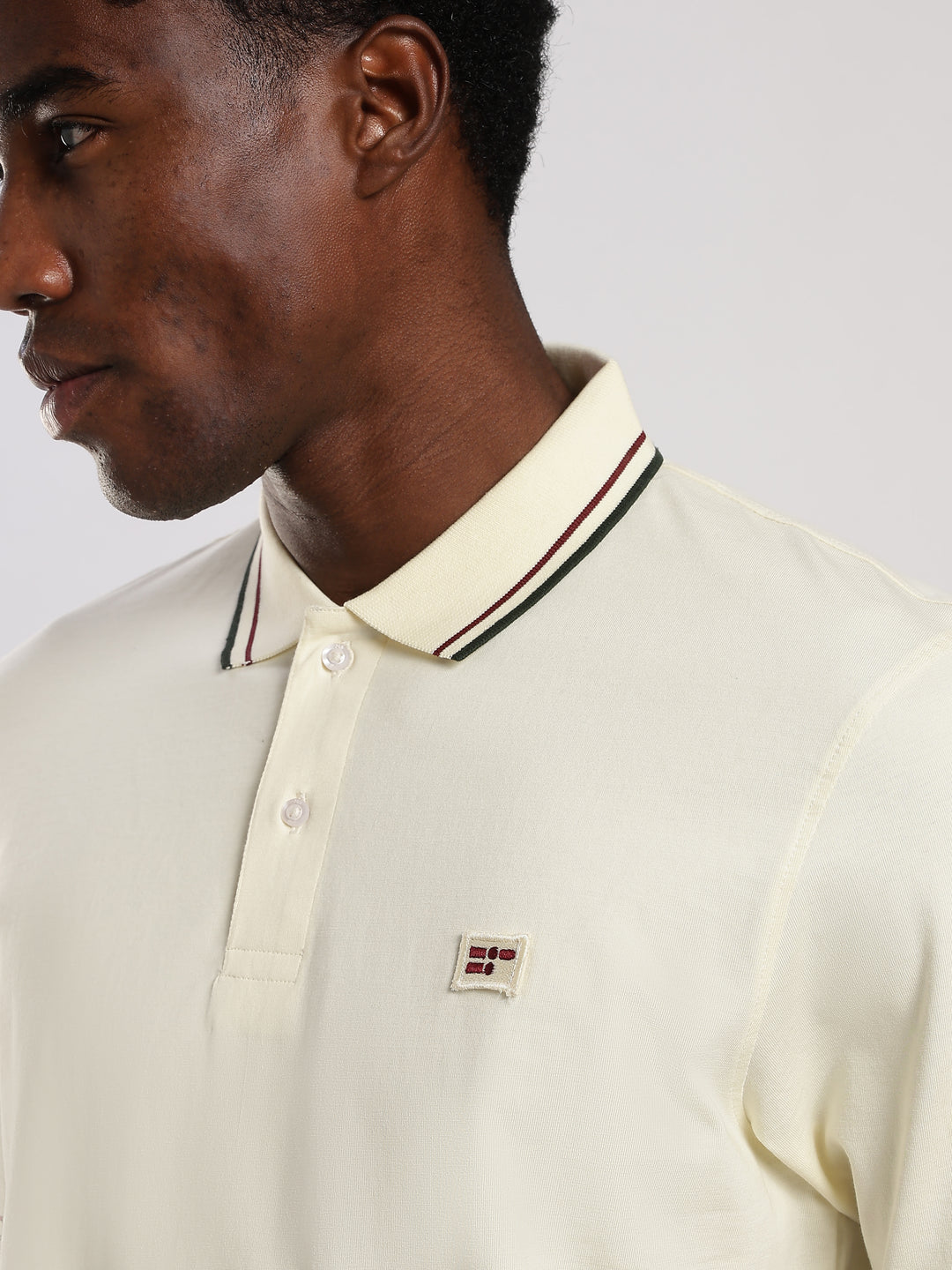 Offwhite Solid  Half Sleeve Polo T-Shirt