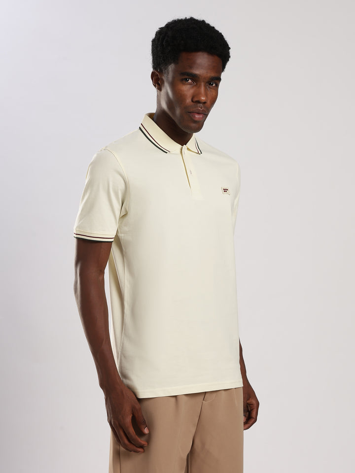 Offwhite Solid  Half Sleeve Polo T-Shirt