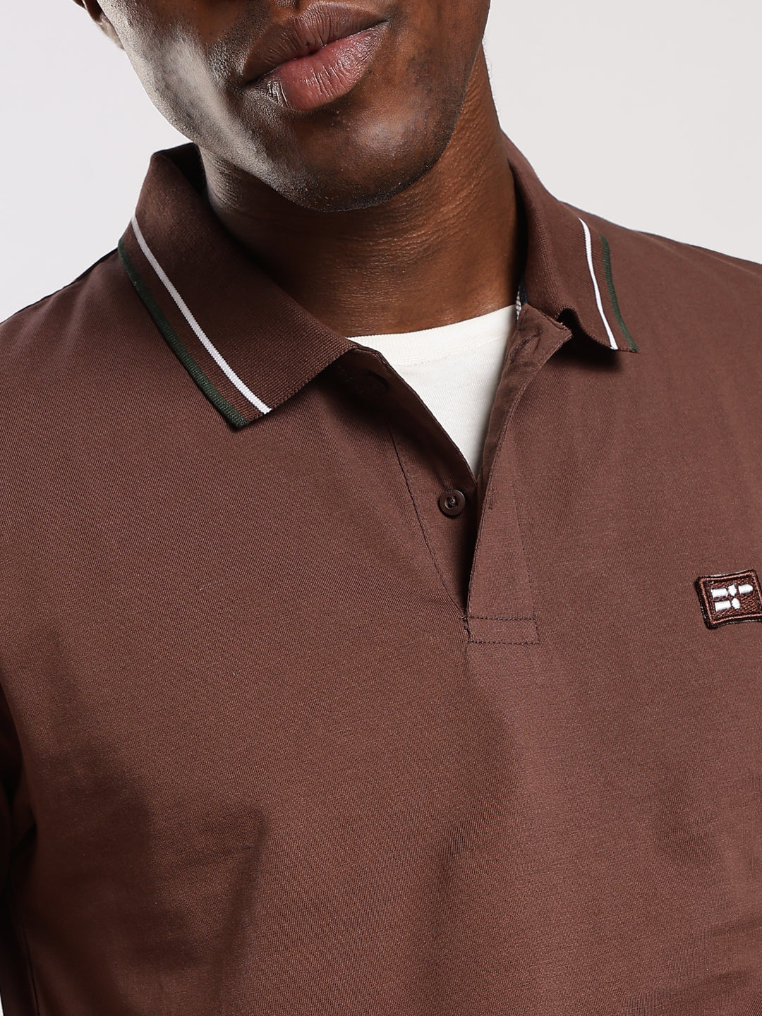 Light Brown  Solid Half Sleeve Polo T-Shirt