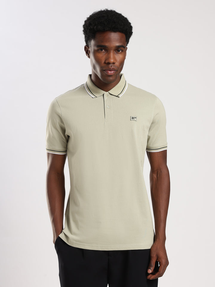 Light Green Solid  Half Sleeve Polo T-Shirt