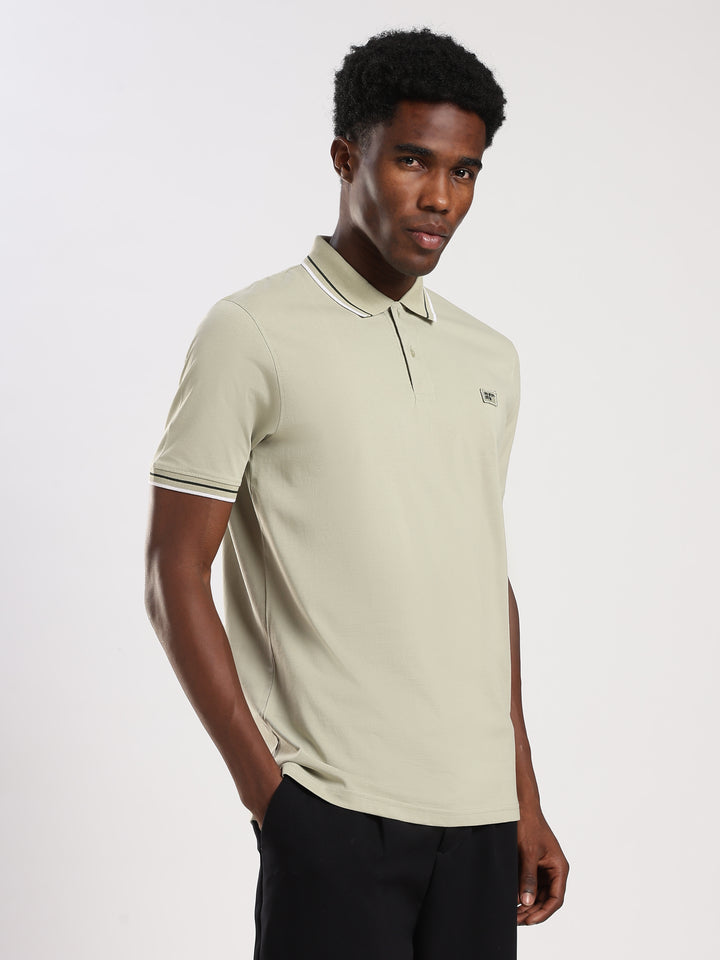 Light Green Solid  Half Sleeve Polo T-Shirt