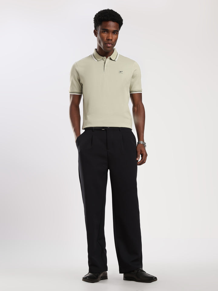 Light Green Solid  Half Sleeve Polo T-Shirt