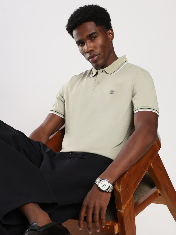 Light Green Solid  Half Sleeve Polo T-Shirt