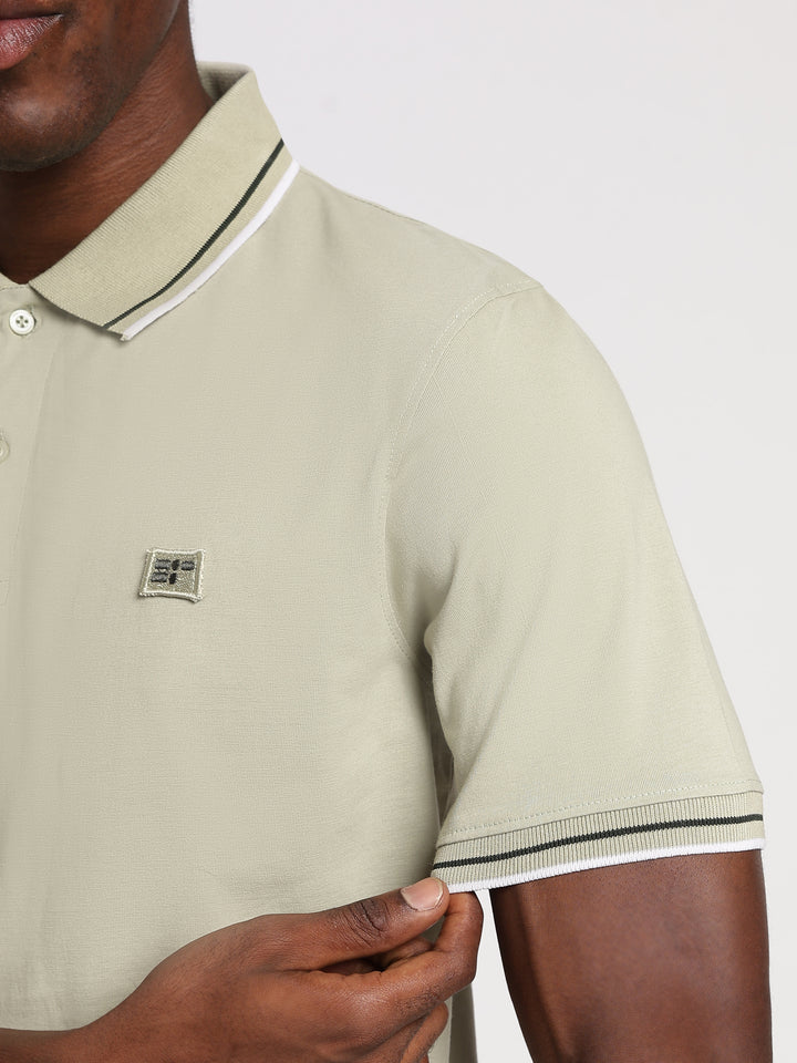 Light Green Solid  Half Sleeve Polo T-Shirt