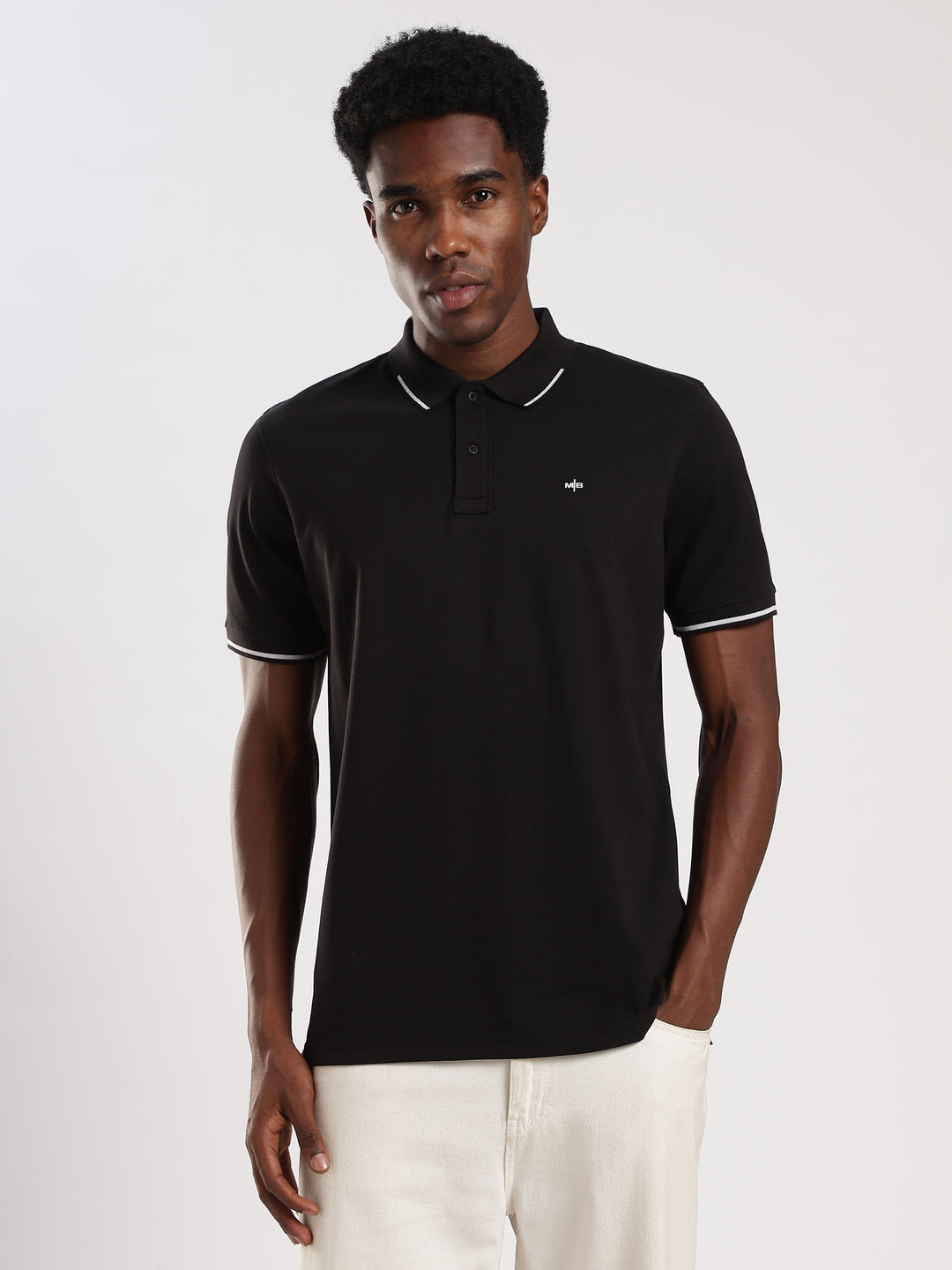 Black  Solid Half Sleeve  Polo T-Shirt