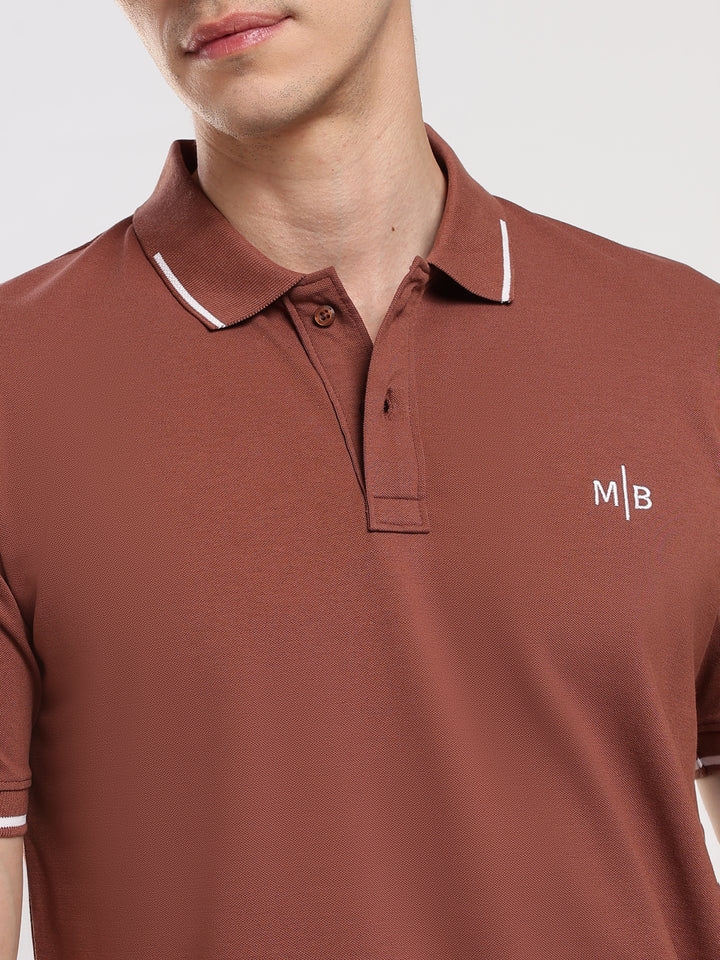Brown  Solid Half Sleeve Polo T-Shirt