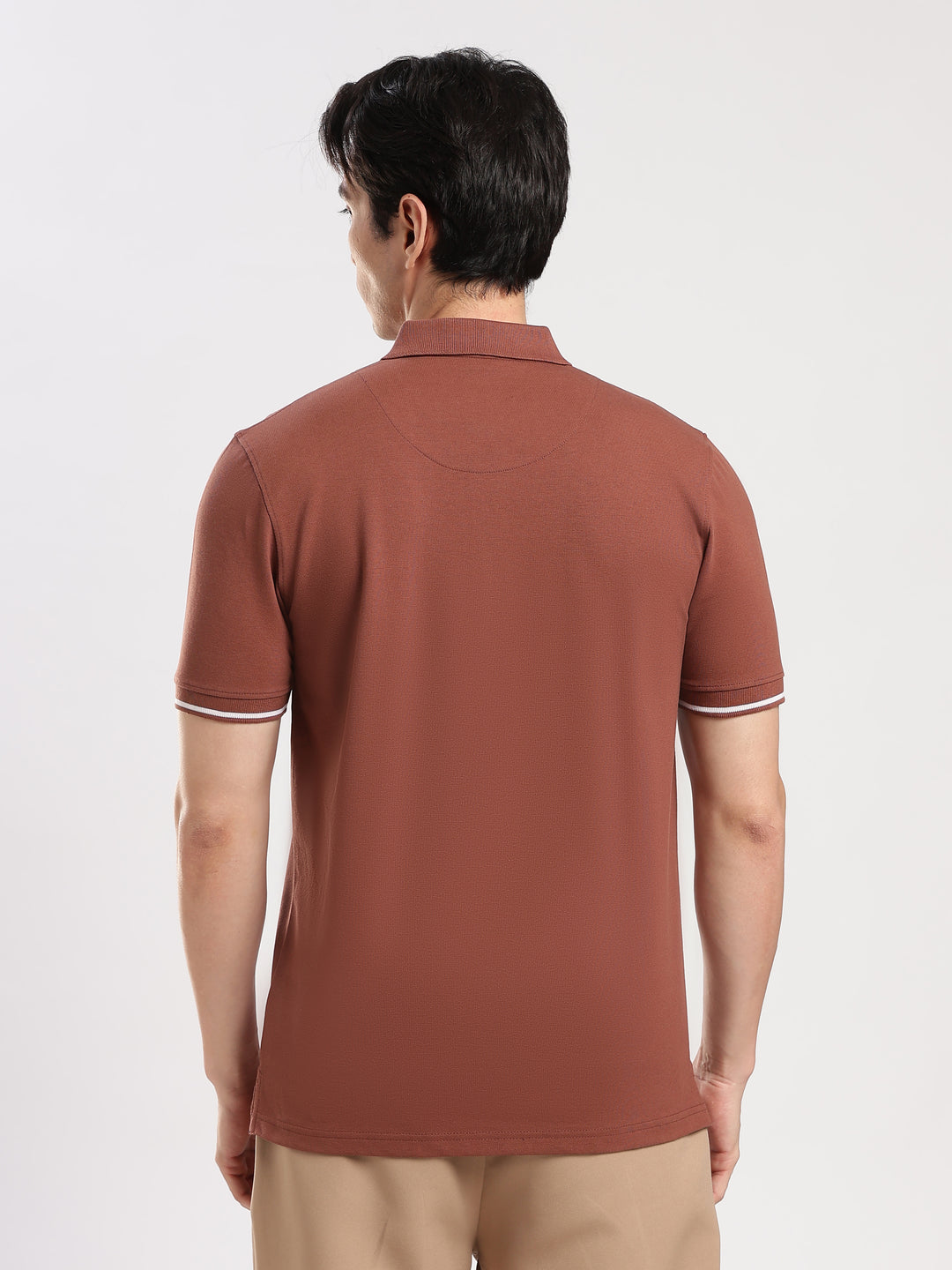 Brown  Solid Half Sleeve Polo T-Shirt