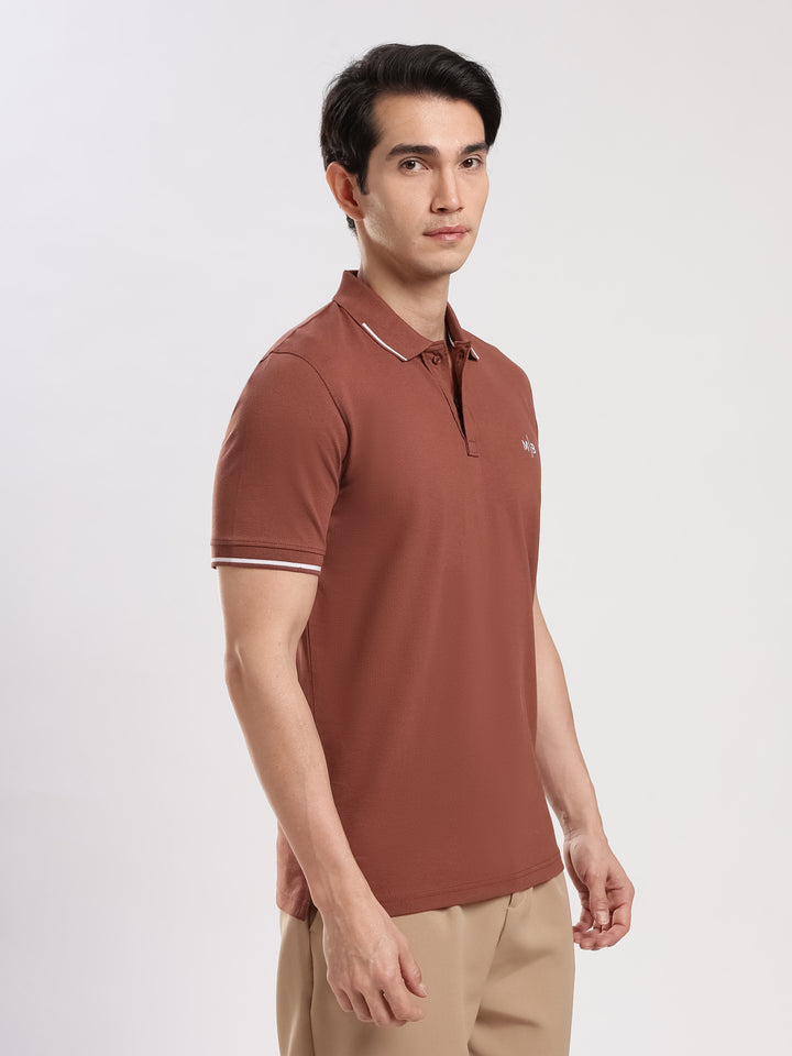 Brown  Solid Half Sleeve Polo T-Shirt