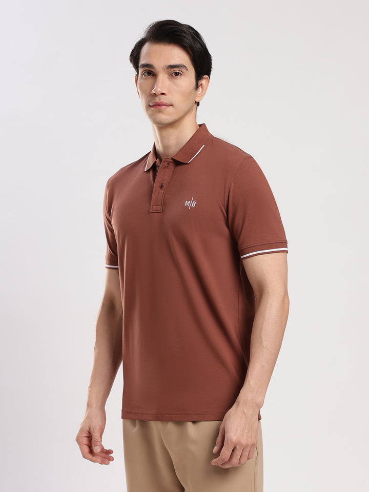 Brown  Solid Half Sleeve Polo T-Shirt