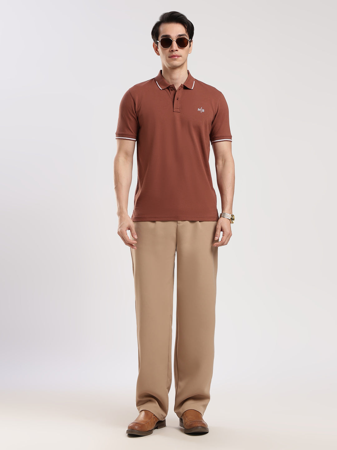 Brown  Solid Half Sleeve Polo T-Shirt