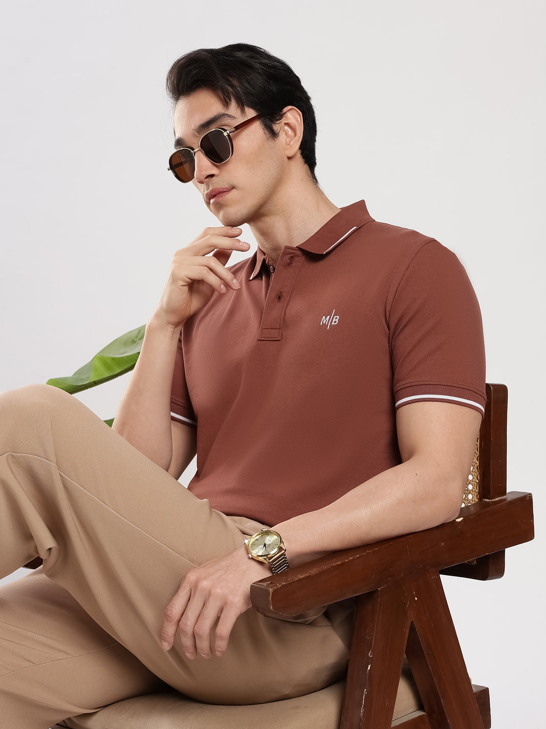 Brown  Solid Half Sleeve Polo T-Shirt
