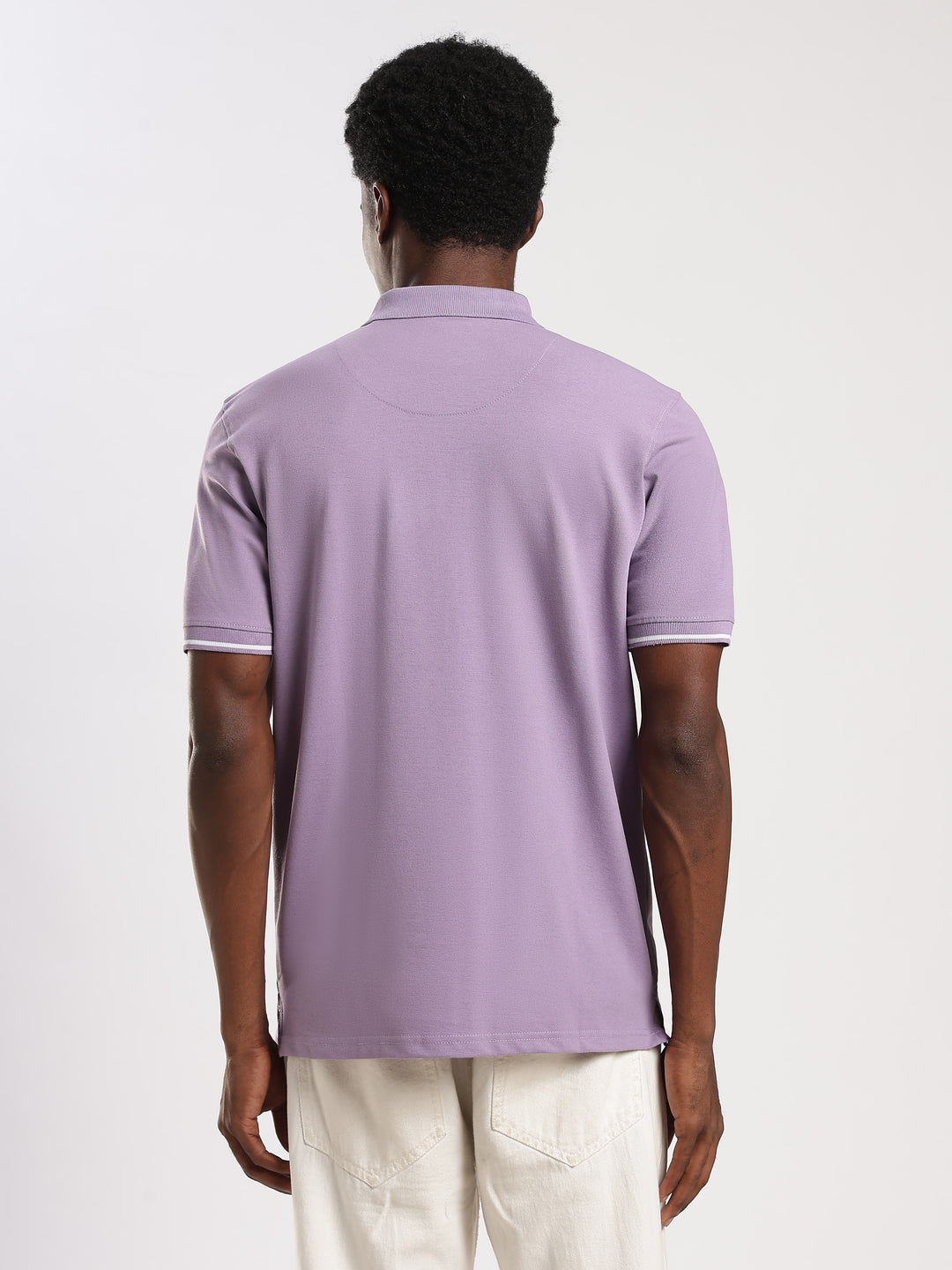 Light Purple Solid  Half Sleeve Polo T-Shirt