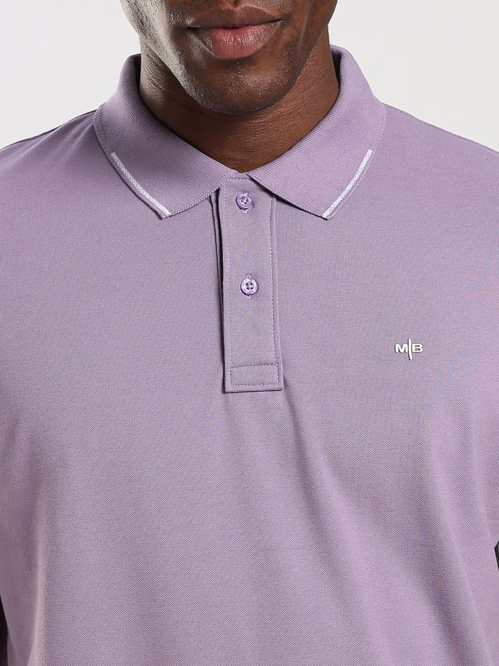 Light Purple Solid  Half Sleeve Polo T-Shirt