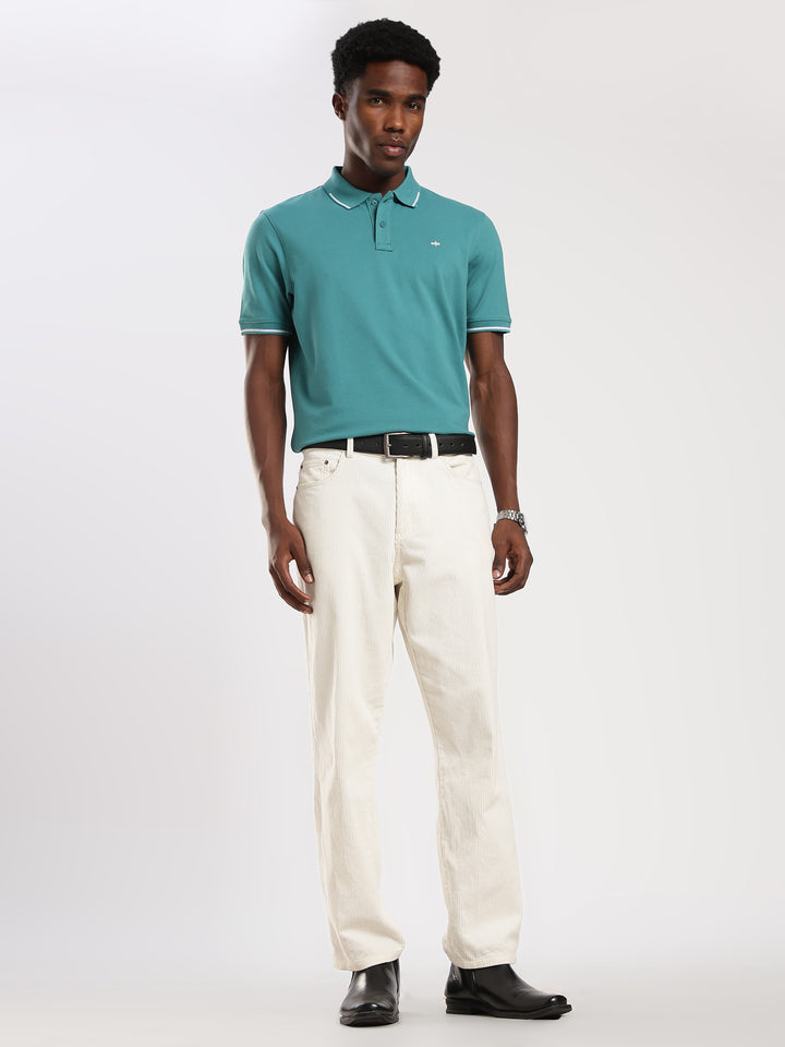 Teal Green  Solid Half Sleeve Polo T-Shirt