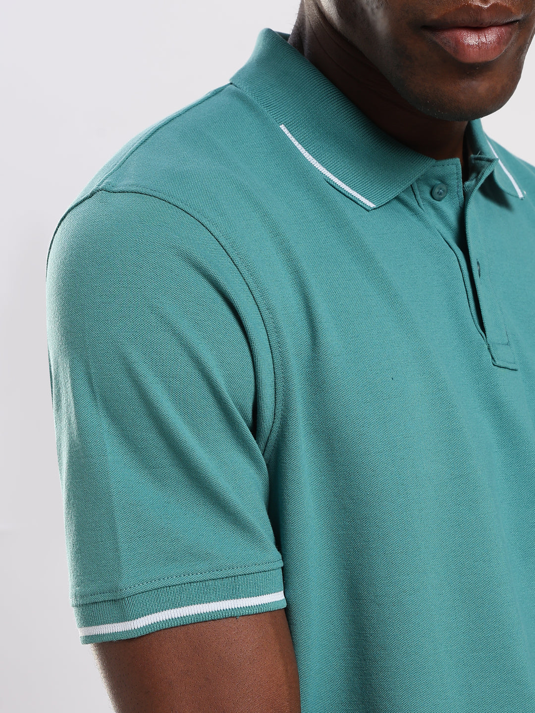 Teal Green  Solid Half Sleeve Polo T-Shirt