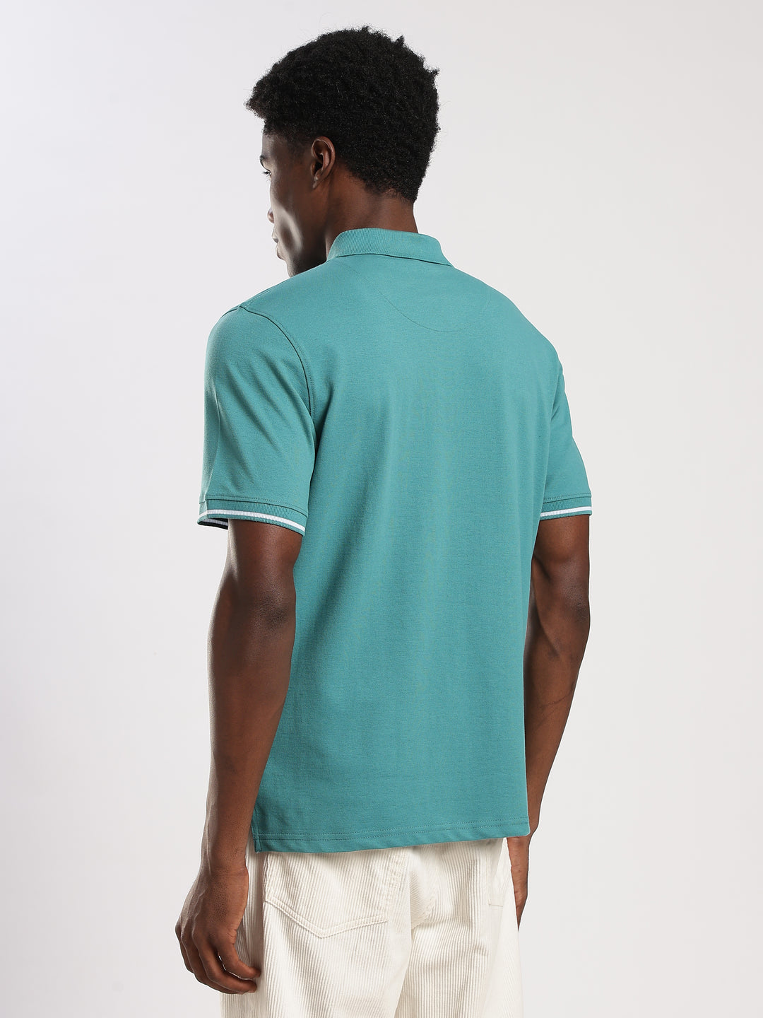 Teal Green  Solid Half Sleeve Polo T-Shirt