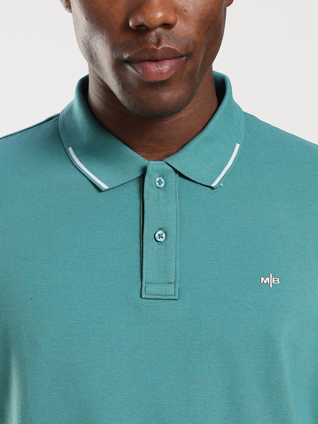Teal Green  Solid Half Sleeve Polo T-Shirt