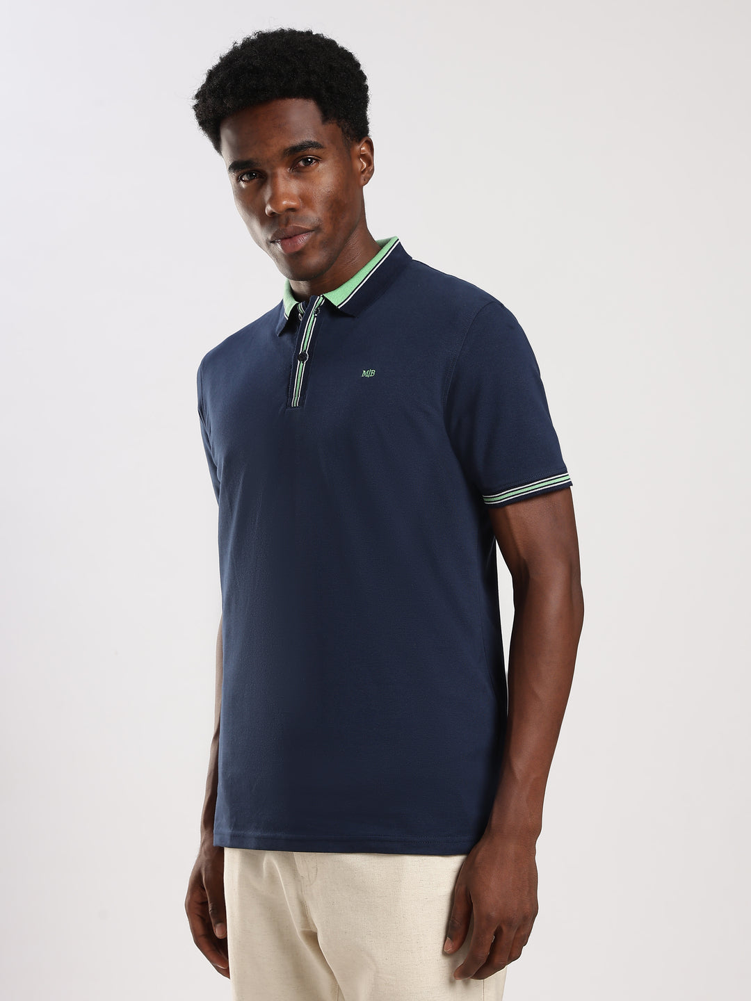 Navy  Solid Half Sleeve  Polo T-Shirt