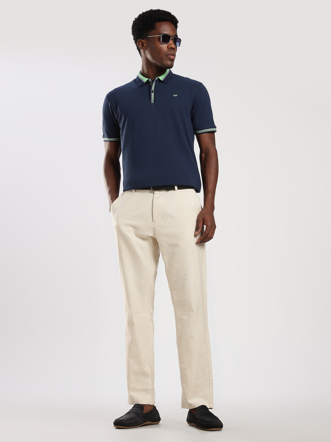 Navy  Solid Half Sleeve  Polo T-Shirt
