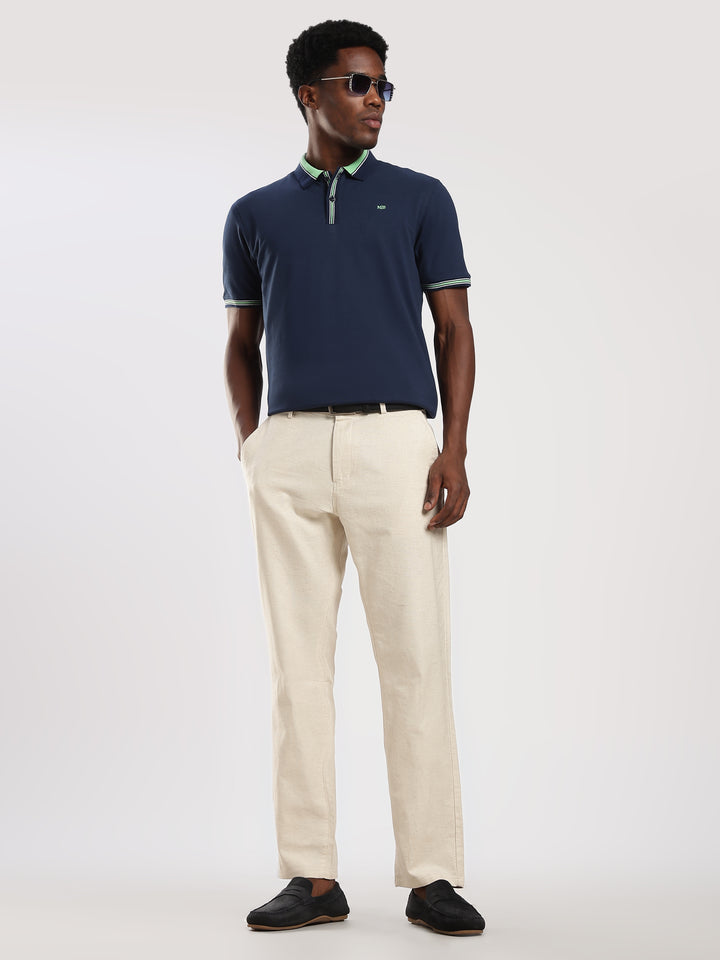 Navy  Solid Half Sleeve  Polo T-Shirt
