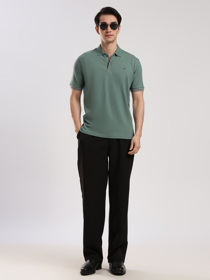 Green Solid Half Sleeve Polo T-Shirt