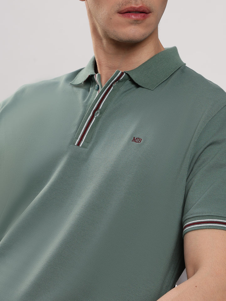 Green Solid Half Sleeve Polo T-Shirt
