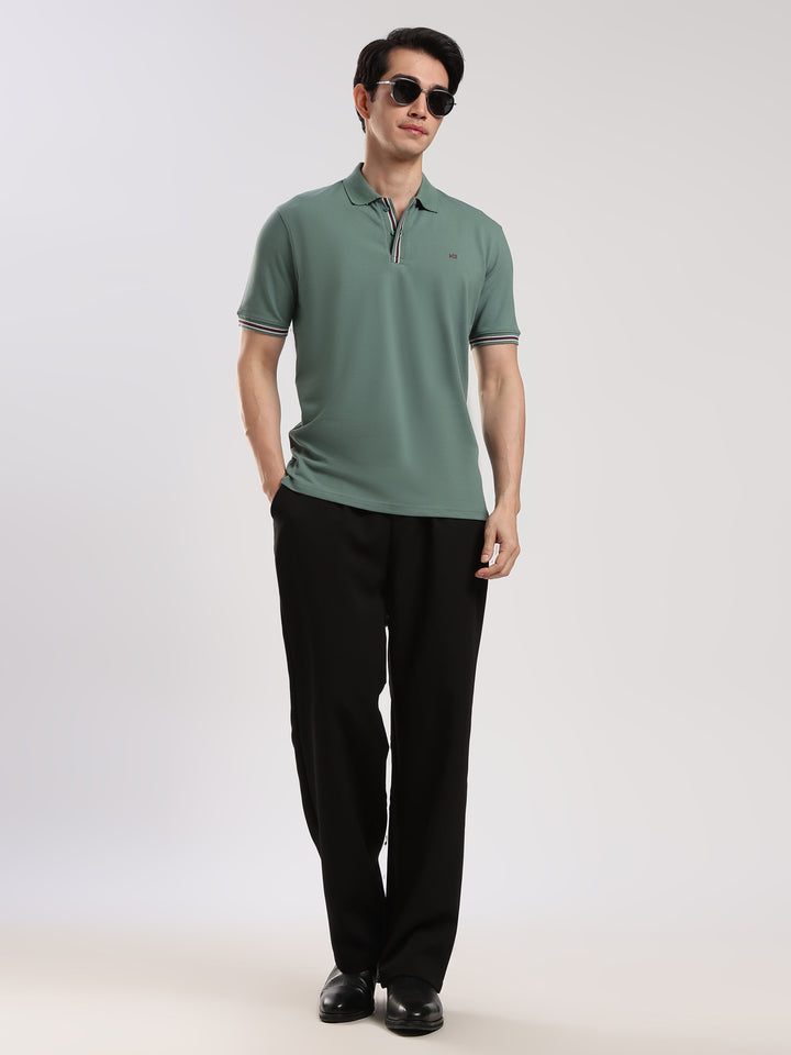Green Solid Half Sleeve Polo T-Shirt