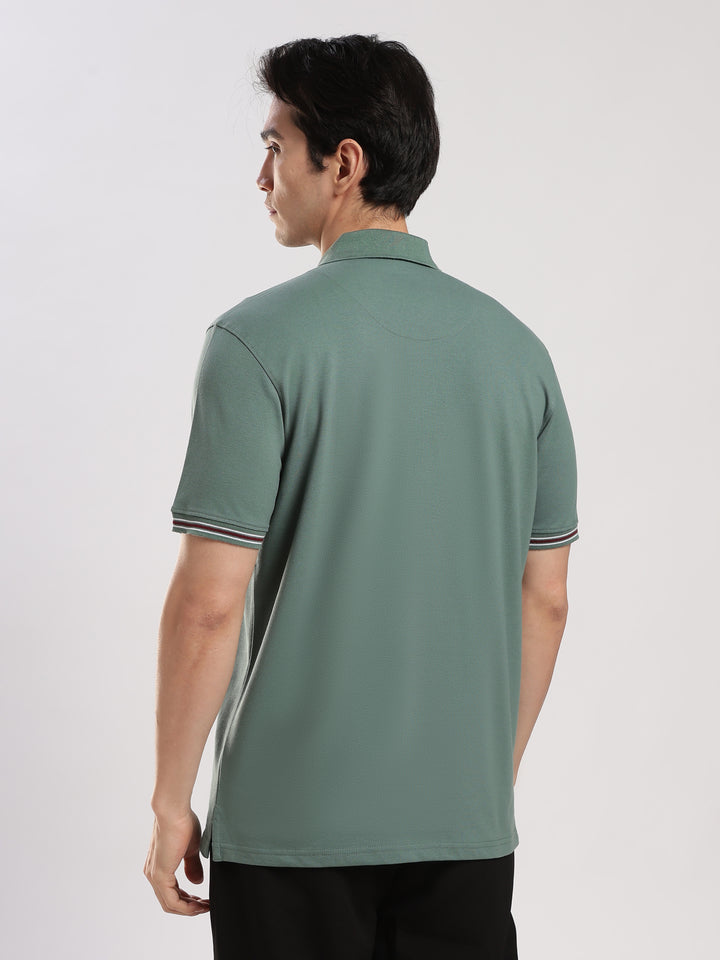 Green Solid Half Sleeve Polo T-Shirt