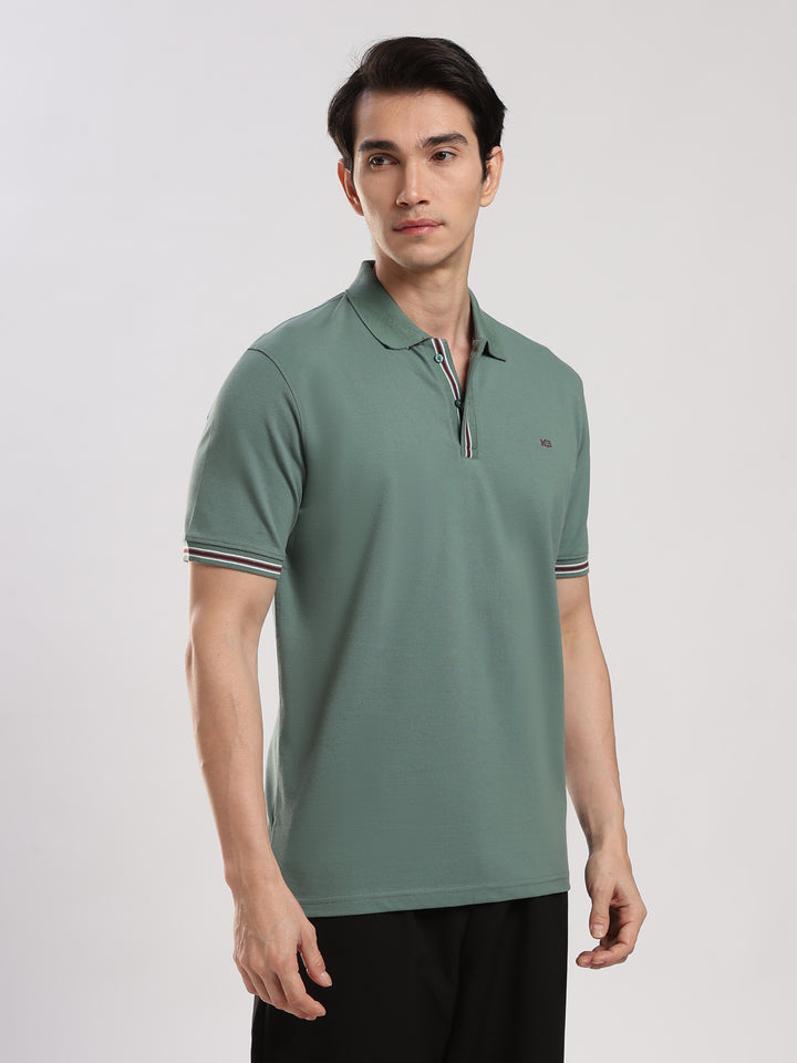 Green Solid Half Sleeve Polo T-Shirt