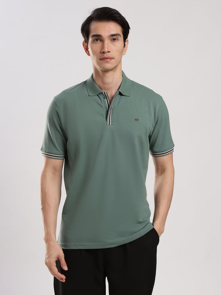 Green Solid Half Sleeve Polo T-Shirt