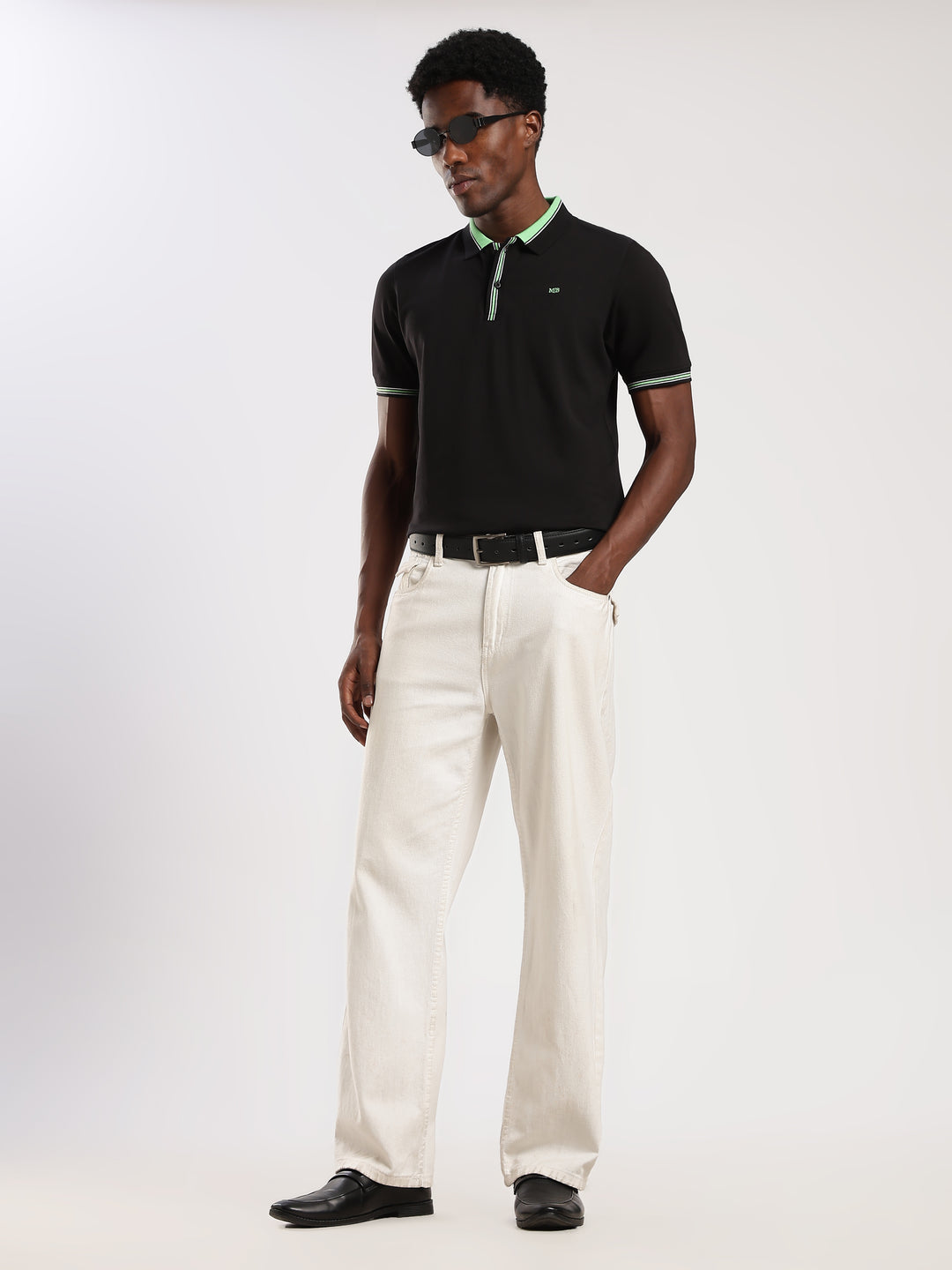 Black  Solid Half Sleeve Polo T-Shirt