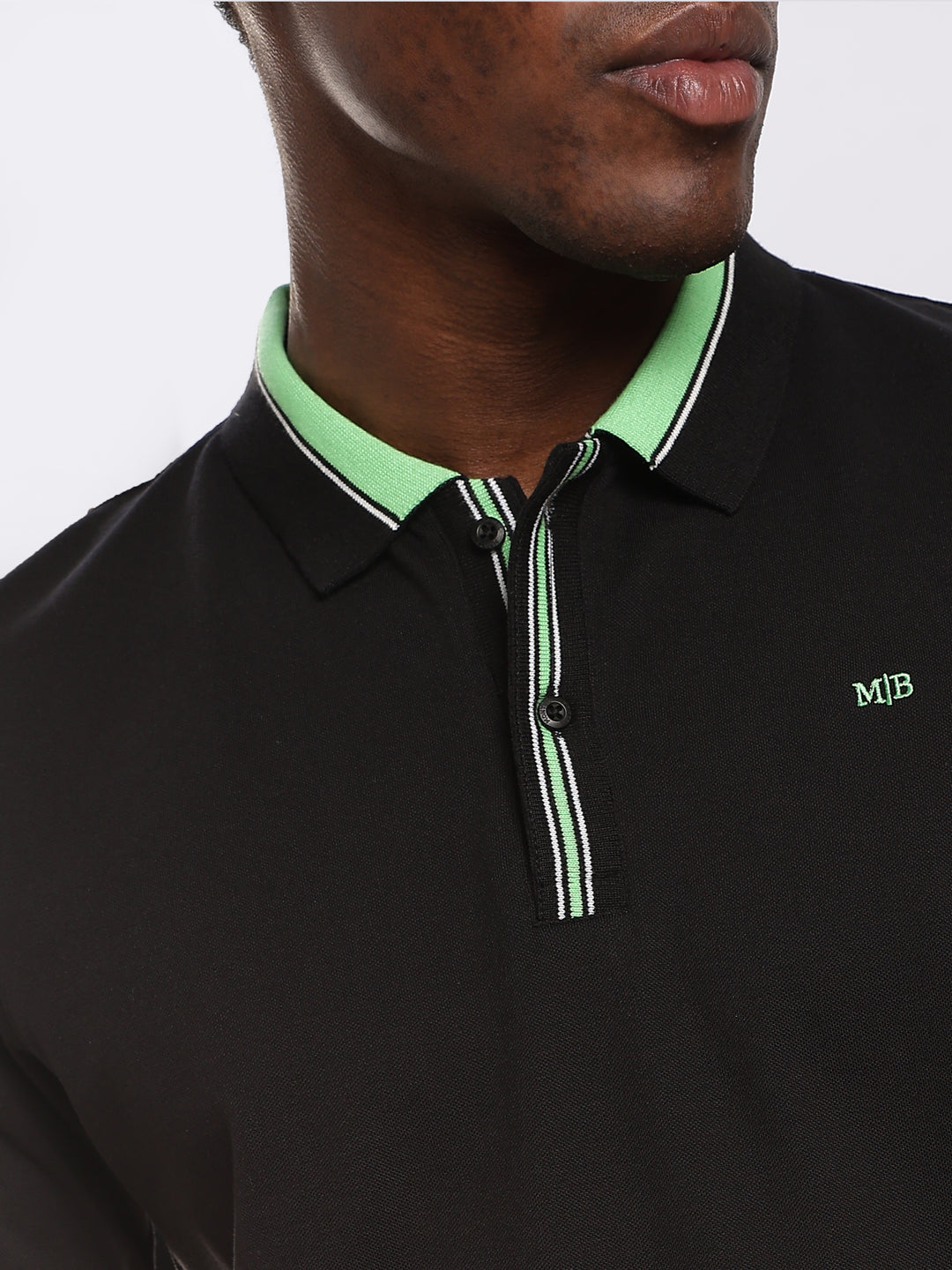 Black  Solid Half Sleeve Polo T-Shirt