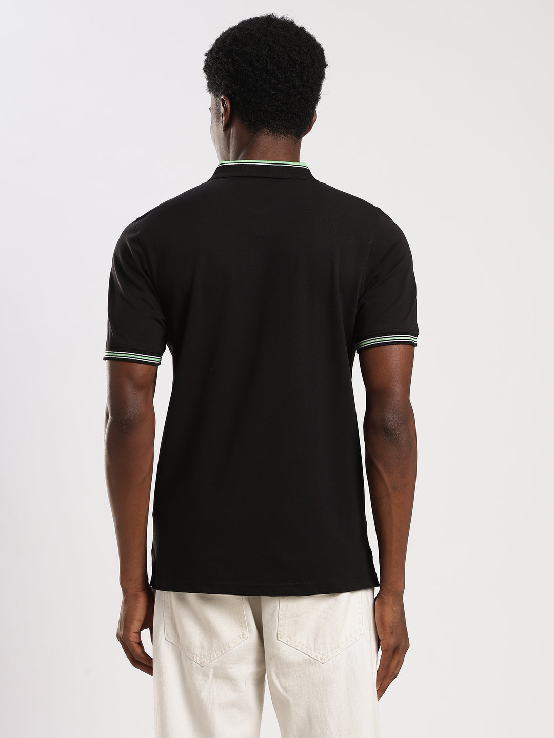 Black  Solid Half Sleeve Polo T-Shirt
