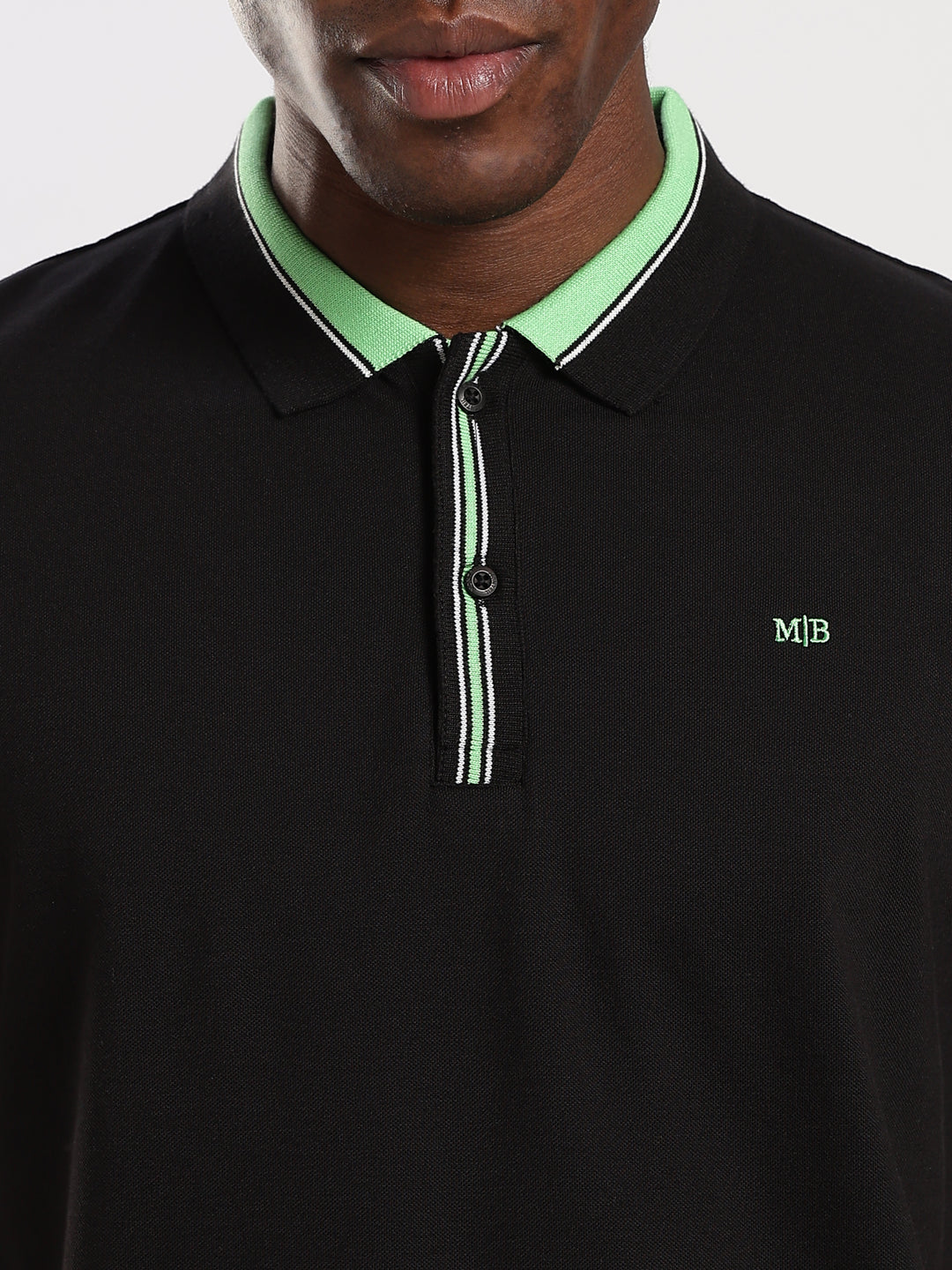Black  Solid Half Sleeve Polo T-Shirt