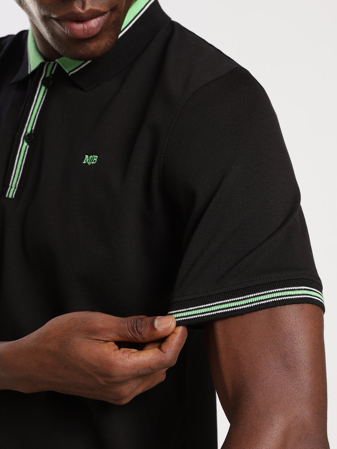 Black  Solid Half Sleeve Polo T-Shirt