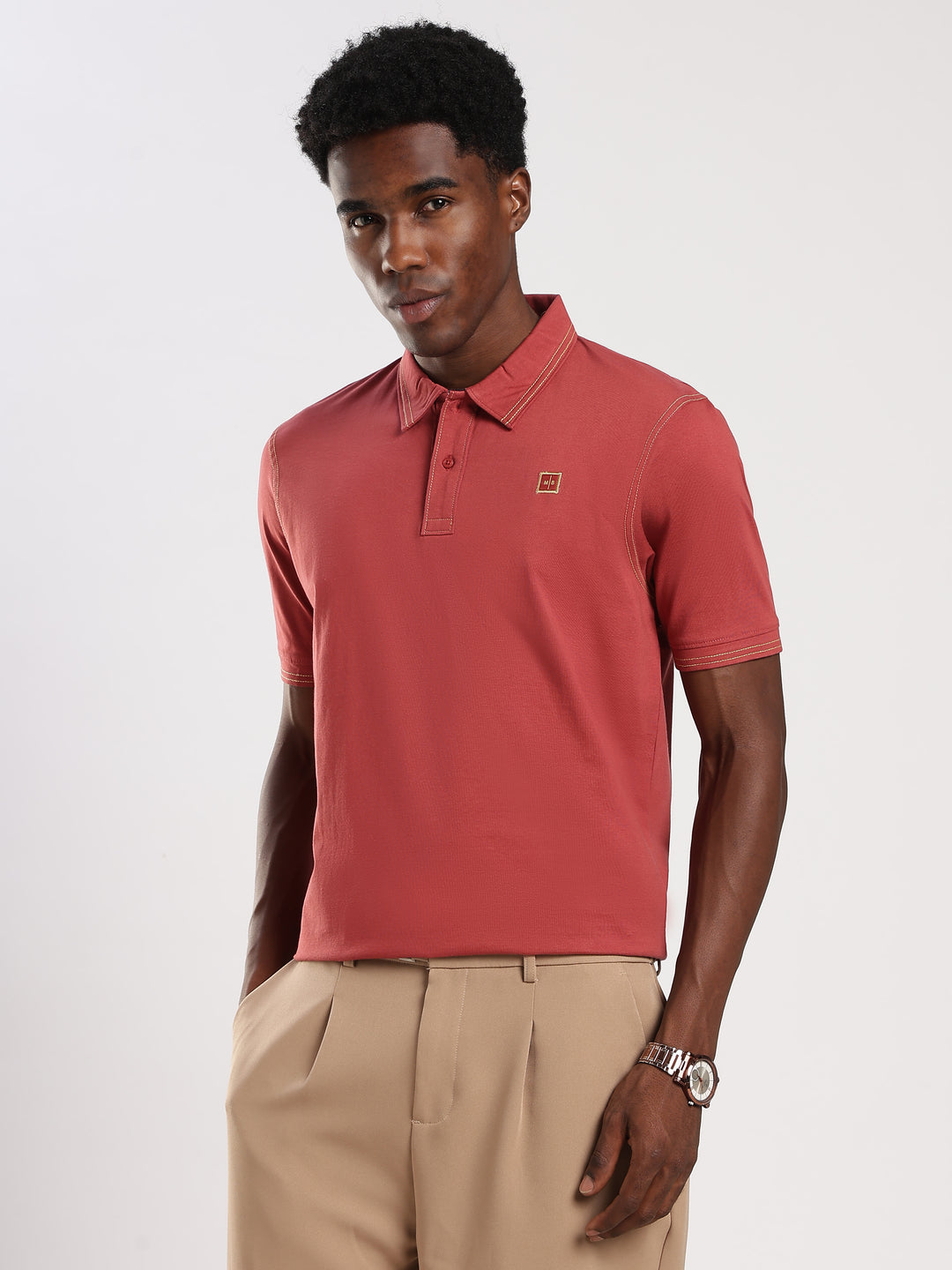 Maroon Solid Half Sleeve Polo T-Shirt