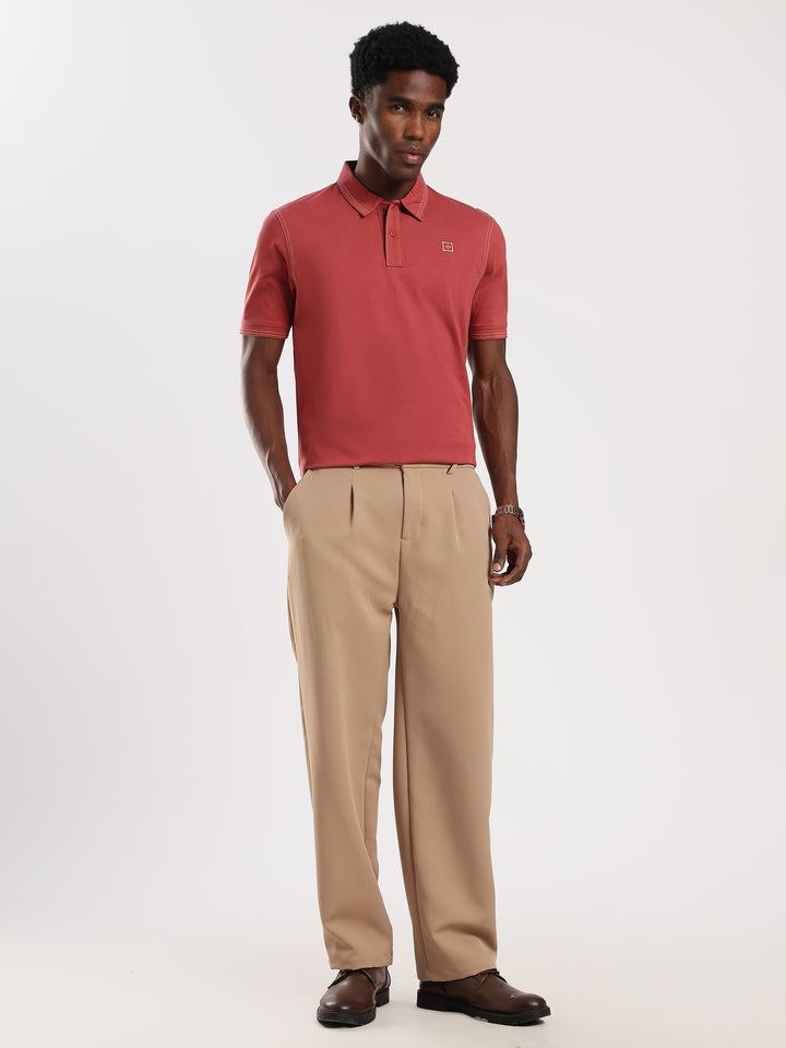 Maroon Solid Half Sleeve Polo T-Shirt