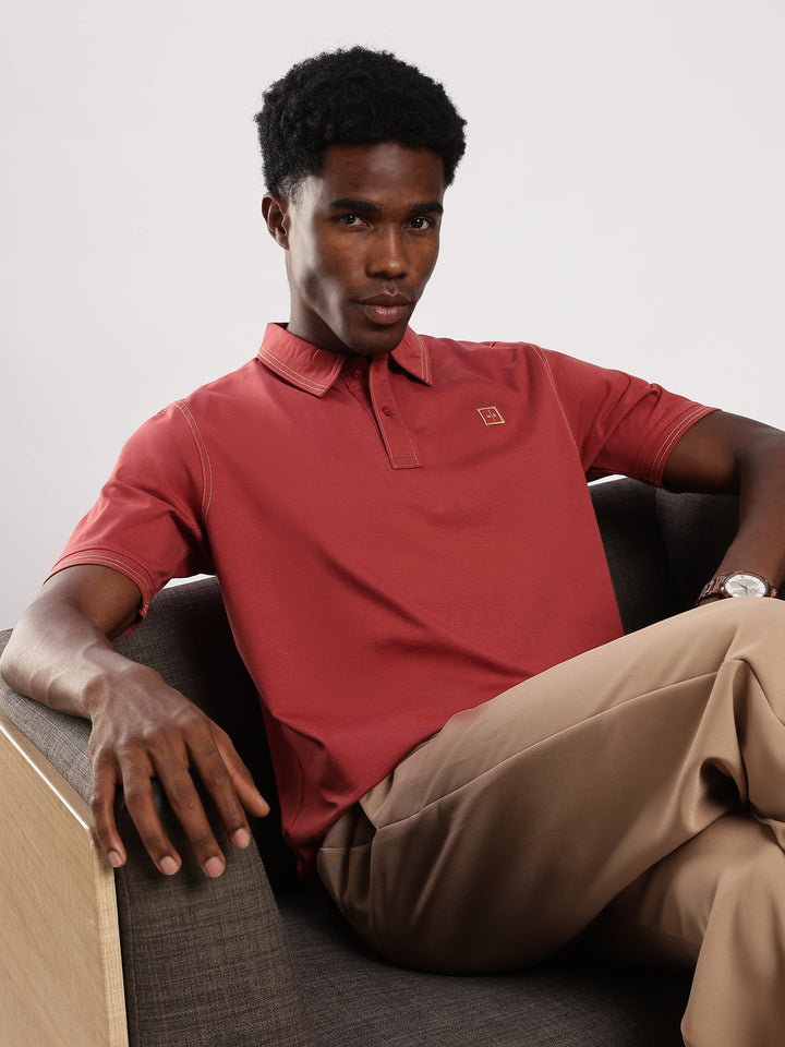 Maroon Solid Half Sleeve Polo T-Shirt