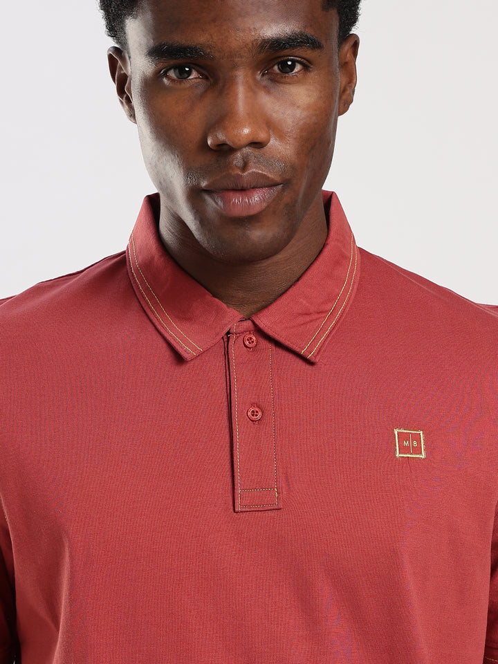 Maroon Solid Half Sleeve Polo T-Shirt