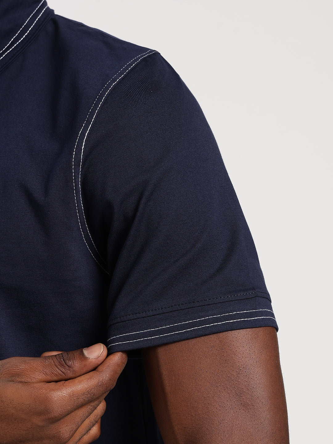 Navy  Solid Half Sleeve Polo T-Shirt