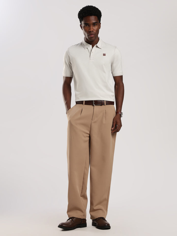 White  Solid Half Sleeve Polo T-Shirt
