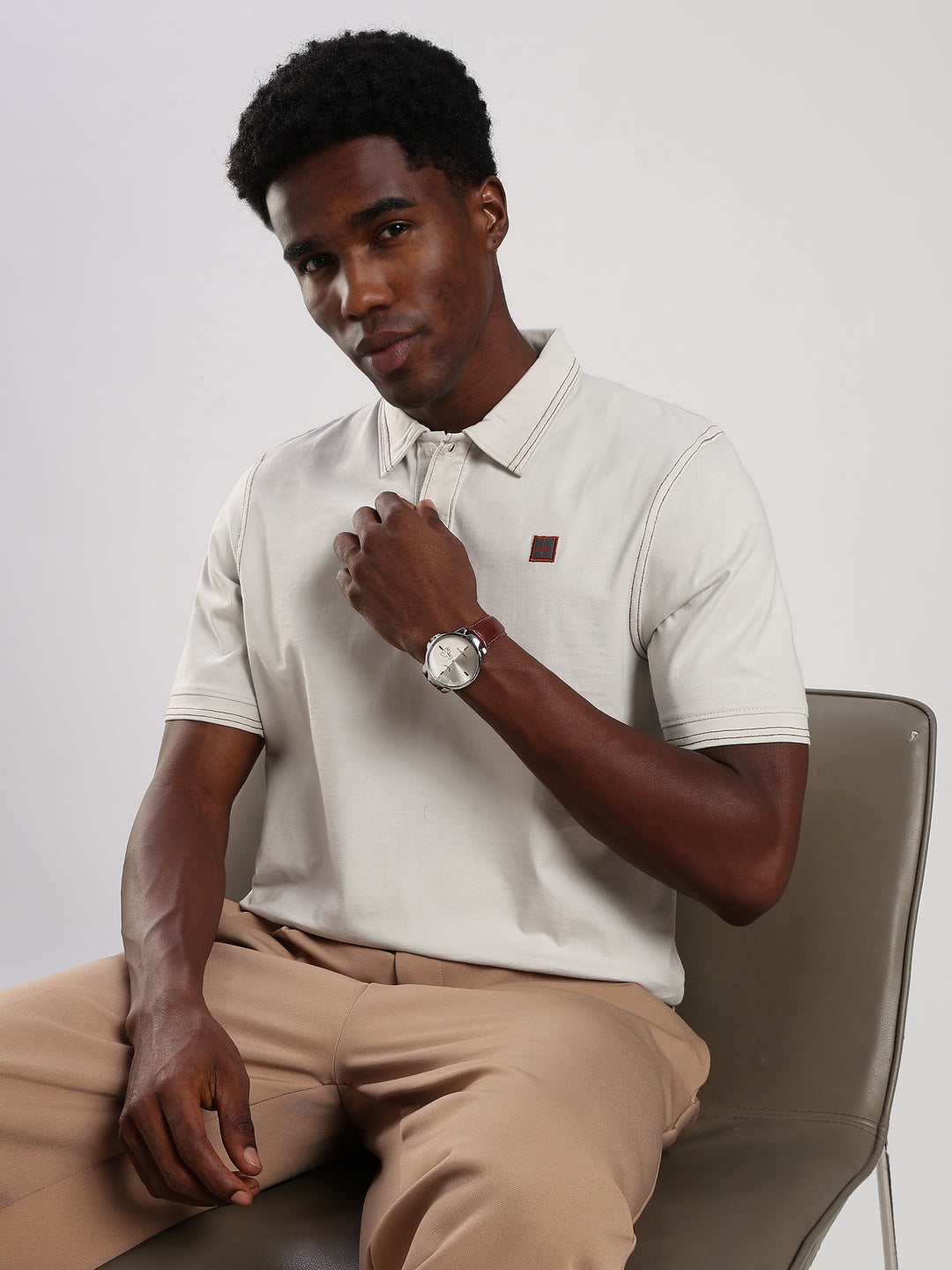 White  Solid Half Sleeve Polo T-Shirt