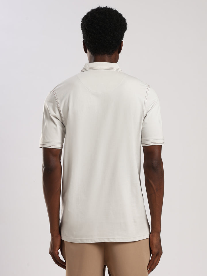 White  Solid Half Sleeve Polo T-Shirt